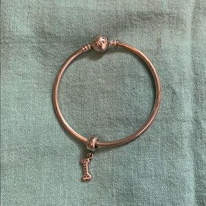 Pandora Sterling Silver Small Bangle with 1 Charm